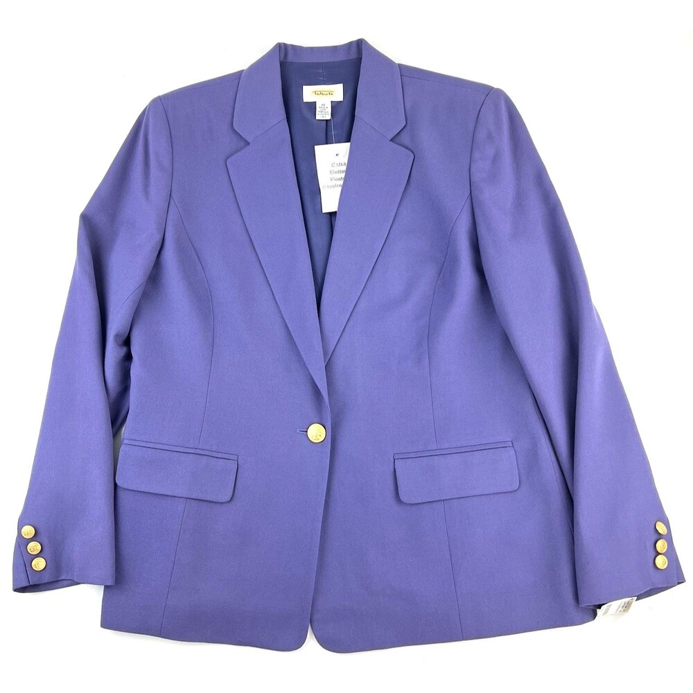 New Vintage Talbots Lavender Wool One Button Blazer Gold Buttons USA Womens 12